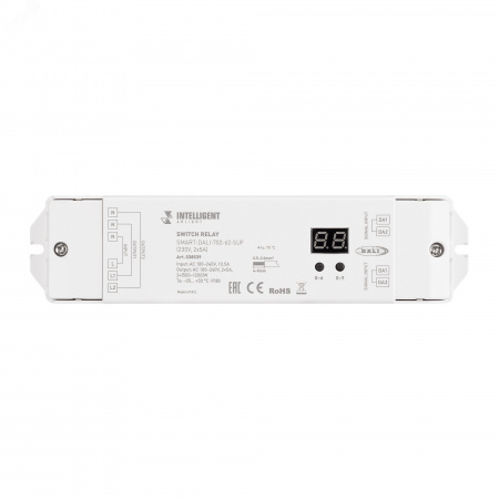 INTELLIGENT ARLIGHT Релейный модуль SMART-DALI-702-62-SUF (230V, 2x5A) (IARL, IP20 Пластик, 5 лет)
