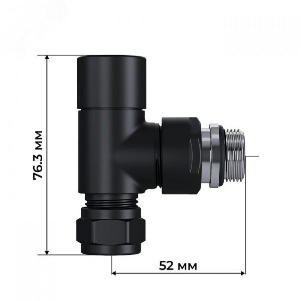 Набор термостатический осевой Royal Thermo Design Pro 15мм М30х1,5 (Черный)