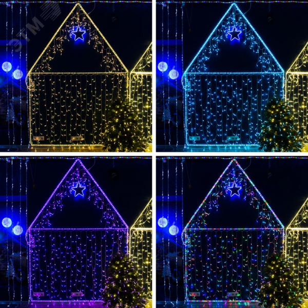 Гирлянда Нить 10 м, свечение с динамикой, прозрачный ПВХ, 230 В, RGB
