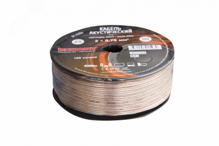 Кабель акустический 2х0.75 кв.мм, прозрачный SILICON, 100 м, REXANT