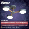 Люстра потолочная светодиодная диммируемая, SCANDIA, с ДУ, 3 режима, 520х520х170мм, 45Вт, 2700К/4200К/6400К, 17м, серый/дерево