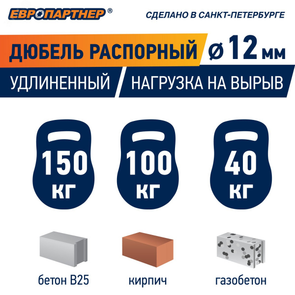 Дюбель распорный 12х100 нейлон удлиненный (500 шт)
