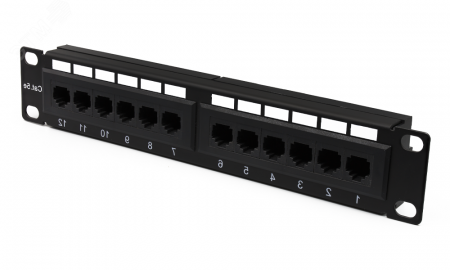 Патч-панель 10'. 12 портов RJ-45. UTP. 5e