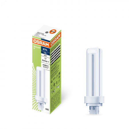 Лампа энергосберегающая КЛЛ 13Вт Dulux D 13/840 2p G24d-1 Osram