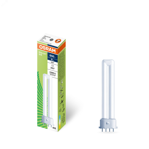Лампа энергосберегающая КЛЛ 9вт Dulux S/Е 9/840 4p 2G7 Osram