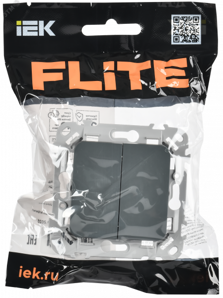 FLITE Выключатель 2-клавишный 10А ВС12-1-0-ФлМА мокрый асфальт IEK