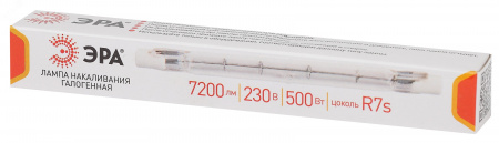 Лампа галогенная J118-500W-R7s-230V (галоген J118 500Вт нейтр R7s) (10/500/18000)