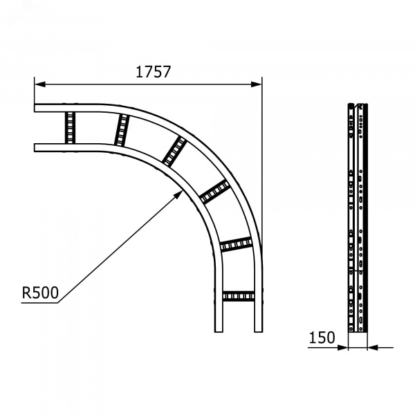 Угол лестничный 90 градусов 150x1000 R=660мм