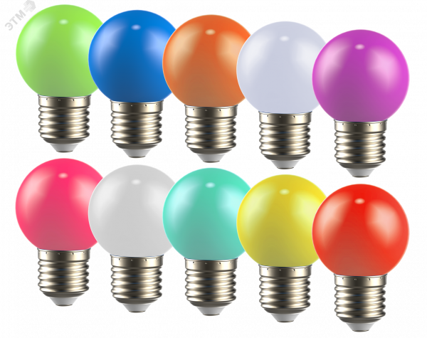 LIGHTING Набор ламп светодиодных декоративных G45 шар 1Вт 230В MIX E27 10 шт IEK
