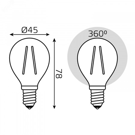 Лампа светодиодная филаментная LED 13 Вт 1100 лм 2700К шар P45 теплый E14 AC 220В прозрачная колба Black Filament Gauss