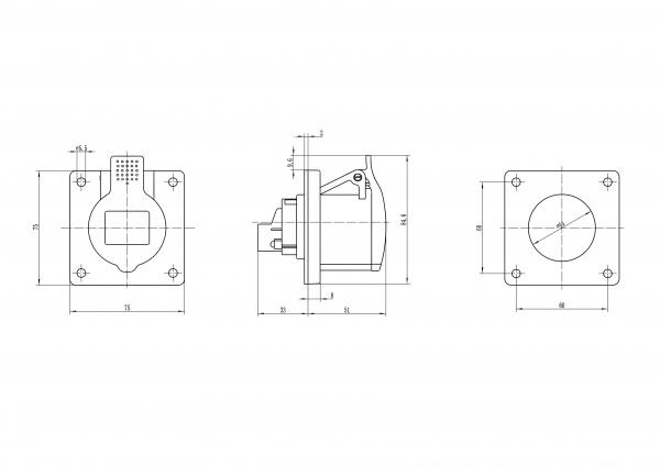 Розетка скрытой установки IP44 16A 2P+E 230V