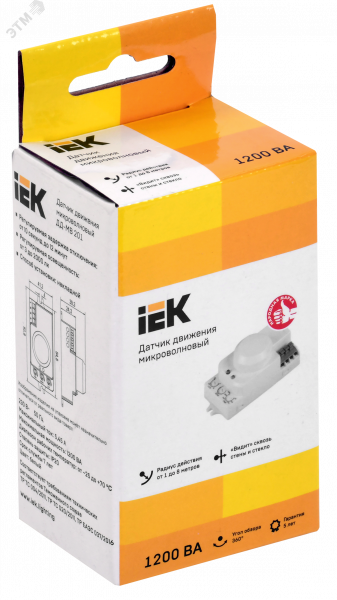 Датчик движения ДД-МВ 201 белый, 1200Вт, 360 гр.,8М,IP20,IEK