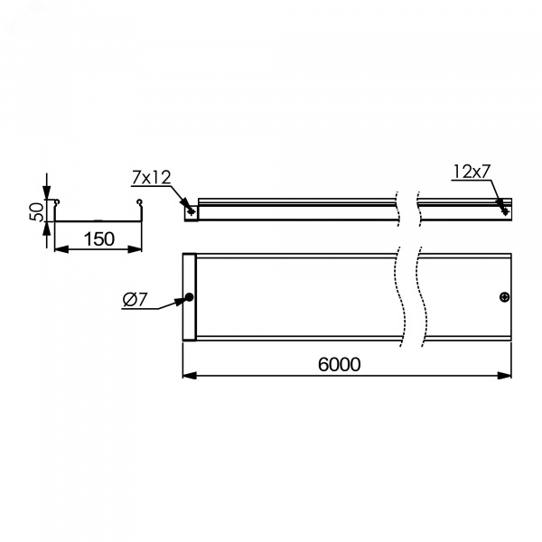 Лоток  50x150х6000, 2,0 мм, горячеоцинкованный