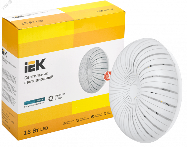 Светильник светодиодный ДПБ 2006 18Вт IP20 4000К круг белый IEK