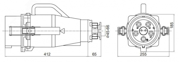 Вилка кабельная CP IP67 400А 3P+E+N 690В