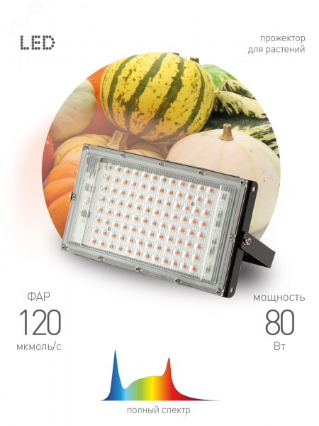 Фитопрожектор для растений светодиодный FITO-80W-Ra90-LED-Y полного спектра