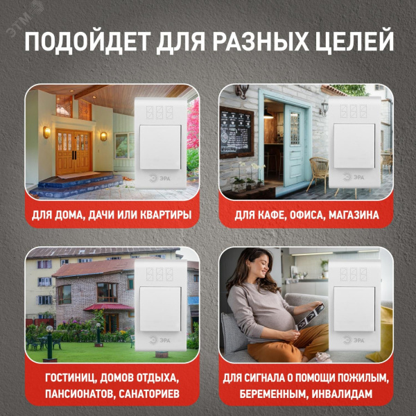 Звонок дверной беспроводной на батарейках 32 мелодии 100м IP20 LED подсветка динамика белый 2АА/А23 C31