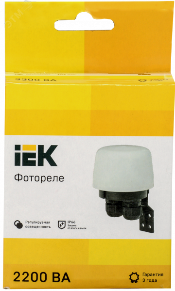 Фотореле ФР 603 максимальная нагрузка 2200ВА IP66 белый IEK