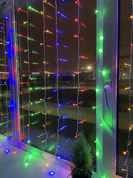 Гирлянда LED Дождь/Занавес 1,8х1,5 м мультиколор 8 режимов, 220V, IP20 (60/720), ENIZ-01M