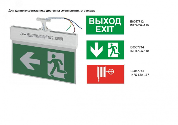 Светильник аварийный светодиодный 3 ч 3Вт ВЫХОД-EXIT-ЧЕЛ-стрелка SSA-103-1-20 ЭРА