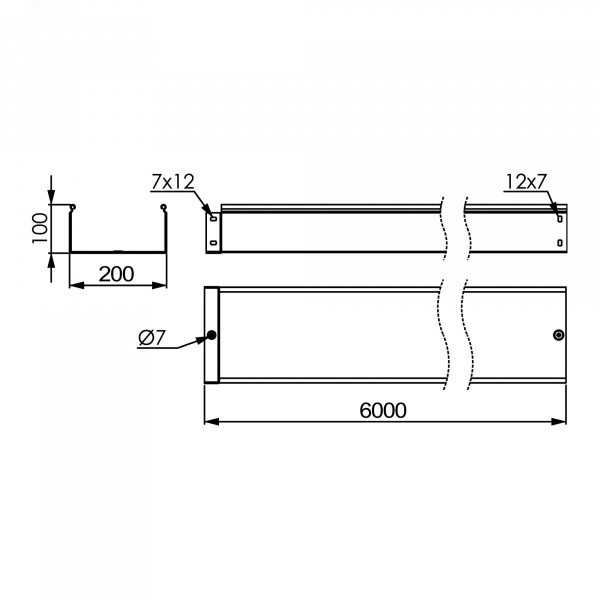 Лоток  100х200х6000, 2,0 мм