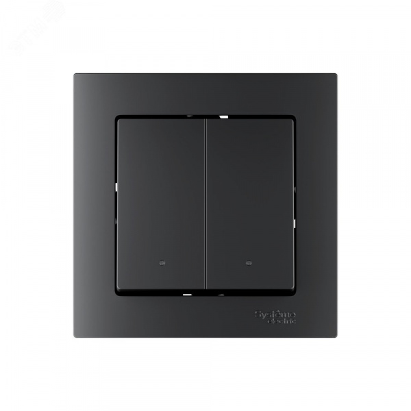 ATLASDESIGN SMART 2-кл. ВЫКЛЮЧАТЕЛЬ с подсв., Zigbee, сх.5, L+N, 10А, мех., КАРБОН