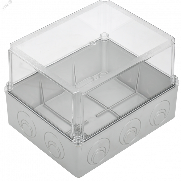 Коробка КМ41278 распаячная для открытой проводки 240х195х165мм IP55 RAL7035 прозрачный красный кабельные вводы