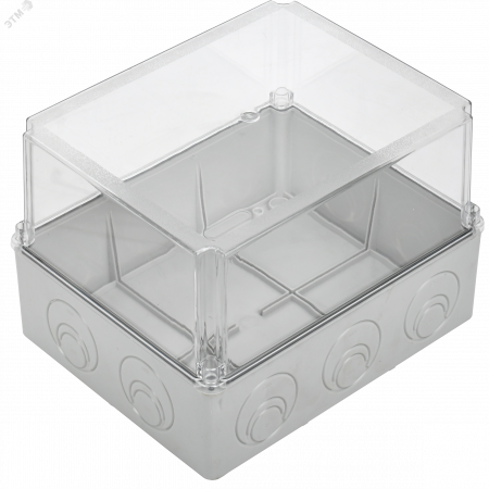 Коробка КМ41278 распаячная для открытой проводки 240х195х165мм IP55 RAL7035 прозрачный красный кабельные вводы