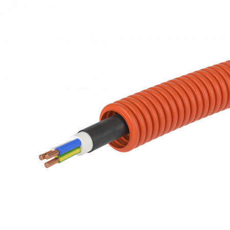 Электротруба ПНД гибкая гофр. д.16мм, цвет оранжевый, с кабелем ВВГнг(А)-LS 3х1,5мм? РЭК ГОСТ+, 50м