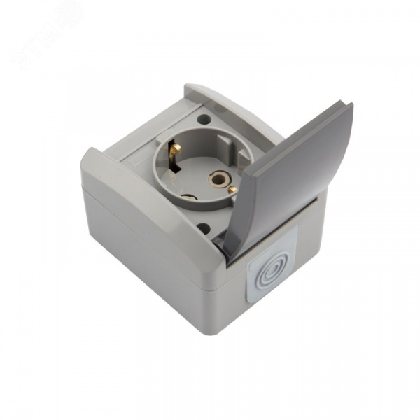 Розетка одноместная (керамика) INDUSTRIAL IP54 с заземлением, о/у, серая