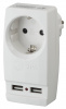 Адаптер ''Polynom'' 1гн 220V + 2xUSB 2100mA, c заземл, (белый) (10/60/1440) SP-1e-USB-W''