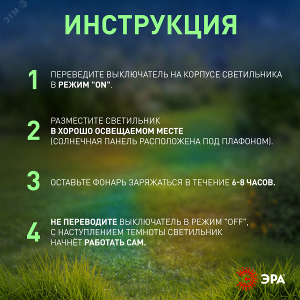 Светильник уличный Огоньки на солнечной батарее садовый высота 70 см 6 LED ERASF23-11 ЭРА