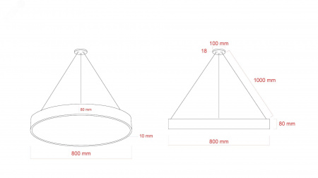 Светильник LED Geometria Ring SPO-132-W-40K-088 88Вт 4000К 6000Лм IP40 800*80 белый подвесной драйвер внутри