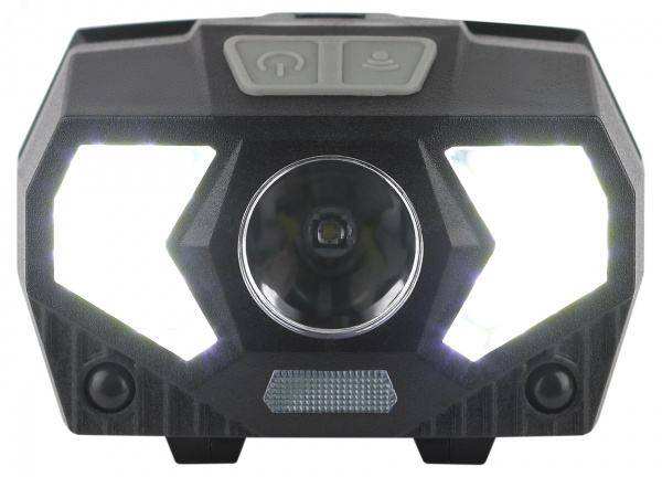 Фонарь налобный светодиодный 5Вт 300Лм IP40 SMD+COB 7 режимов на батарейках 3xAAA (в комплект не входят) GB-608 черный