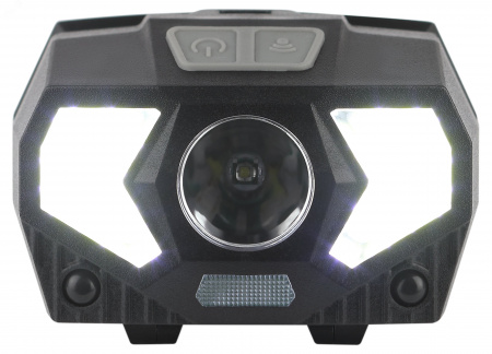Фонарь налобный светодиодный 5Вт 300Лм IP40 SMD+COB 7 режимов на батарейках 3xAAA (в комплект не входят) GB-608 черный
